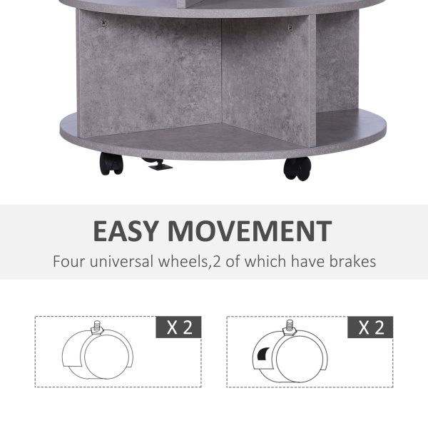 Coffee Table, 2-Tier, ?60x39.5H cm-Cement Colour - Image 5