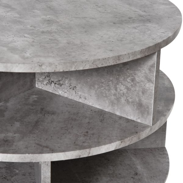 Coffee Table, 2-Tier, ?60x39.5H cm-Cement Colour - Image 7
