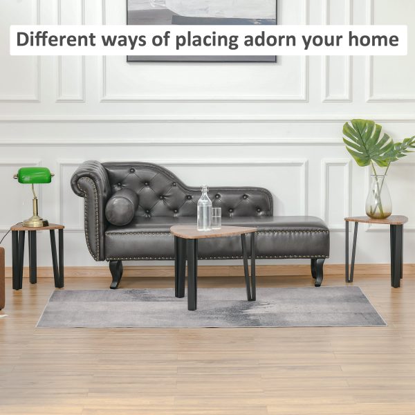 3 PCs Stackable Coffee Table Set Accent Furniture MDF Steel Frame Walnut - Image 5