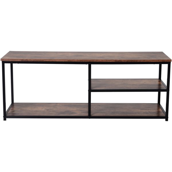 Steel Frame Industrial Style TV Stand w/ Shelf Black/Brown - Image 8