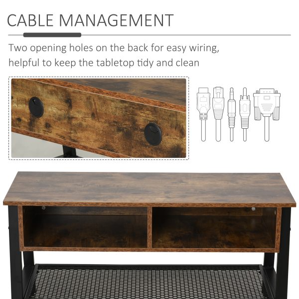 Rubber Wood 3-Tier TV Media Unit Black/Brown - Image 4