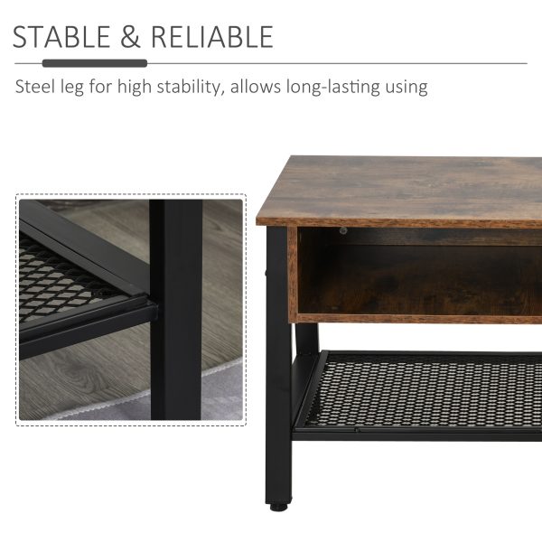 Rubber Wood 3-Tier TV Media Unit Black/Brown - Image 5