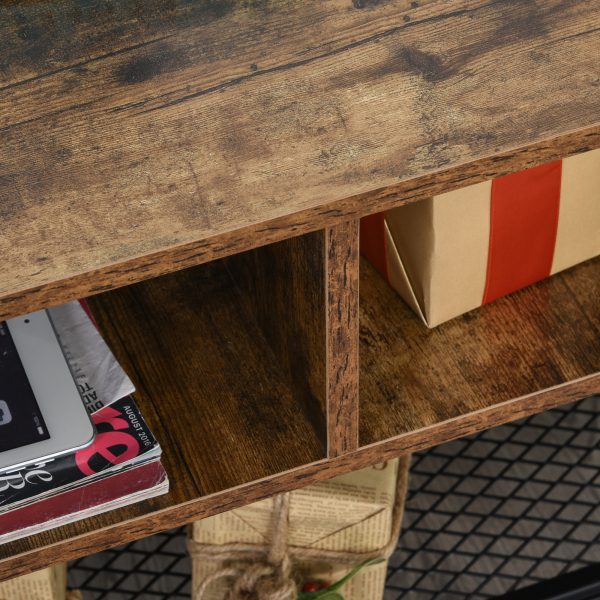 Rubber Wood 3-Tier TV Media Unit Black/Brown - Image 7