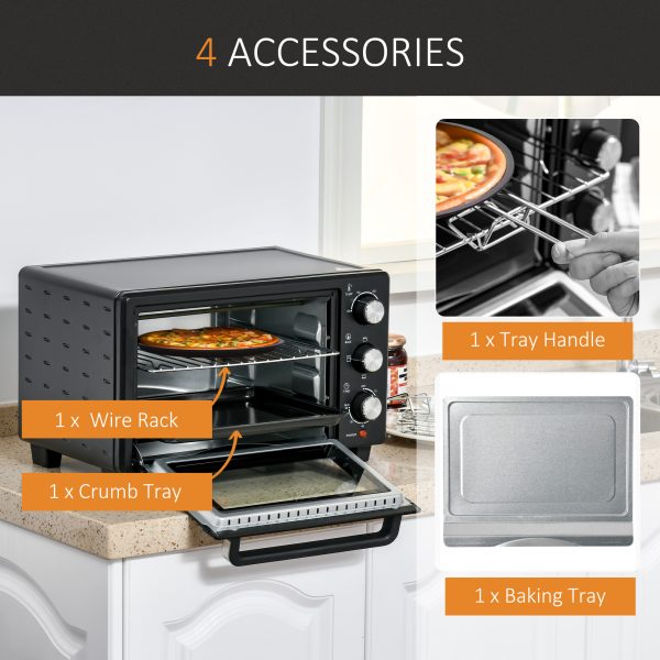Mini Oven, 21L Grill, Toaster Timer, Baking Tray and Wire Rack, 1400W - Image 6