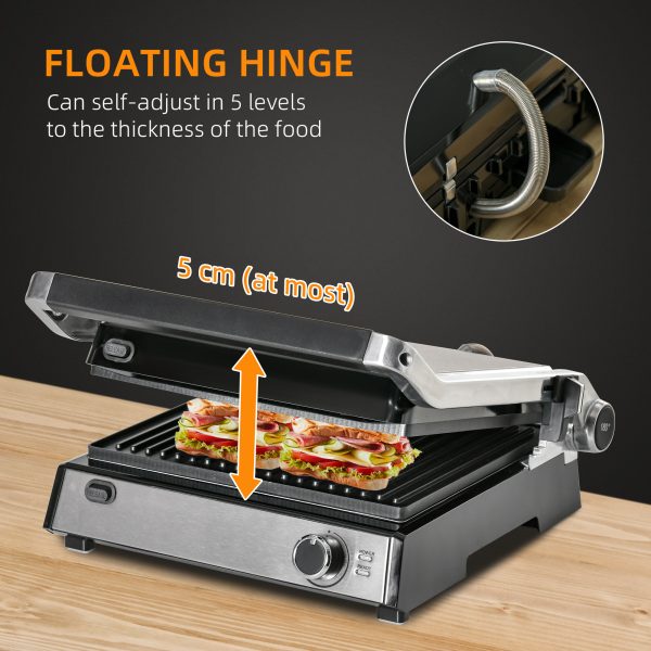 2000W Electric Non-stick Grill  Flat Open, Sandwich Toaster Maker Non-Stick - Image 4