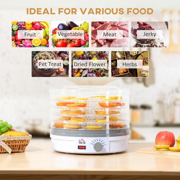 5 Tier Food Dehydrator 245W Stainless Steel Food Dryer Machine Timer LCD White - Image 4