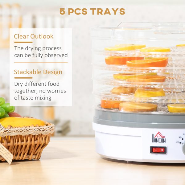 5 Tier Food Dehydrator 245W Stainless Steel Food Dryer Machine Timer LCD White - Image 5