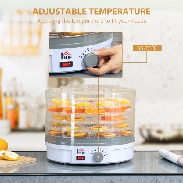 5 Tier Food Dehydrator 245W Stainless Steel Food Dryer Machine Timer LCD White - Image 7