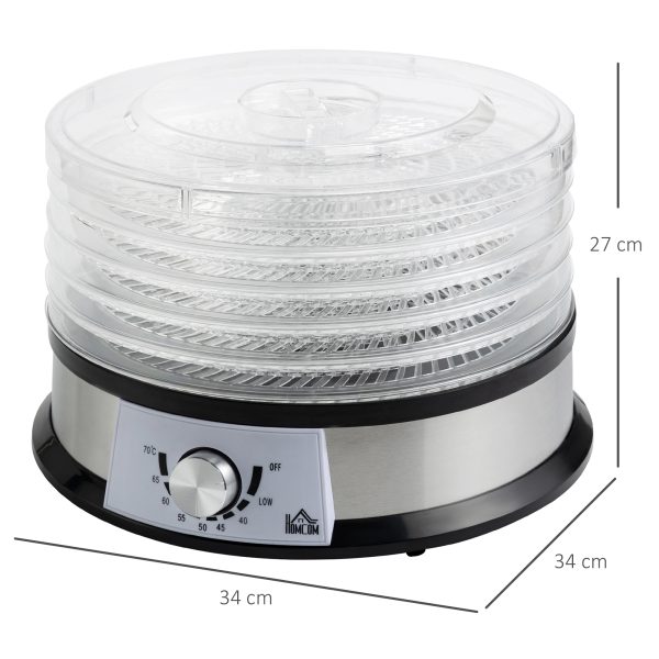 5 Tier Food Dehydrator 250W Stainless Steel Food Dryer Machine Silver - Image 3