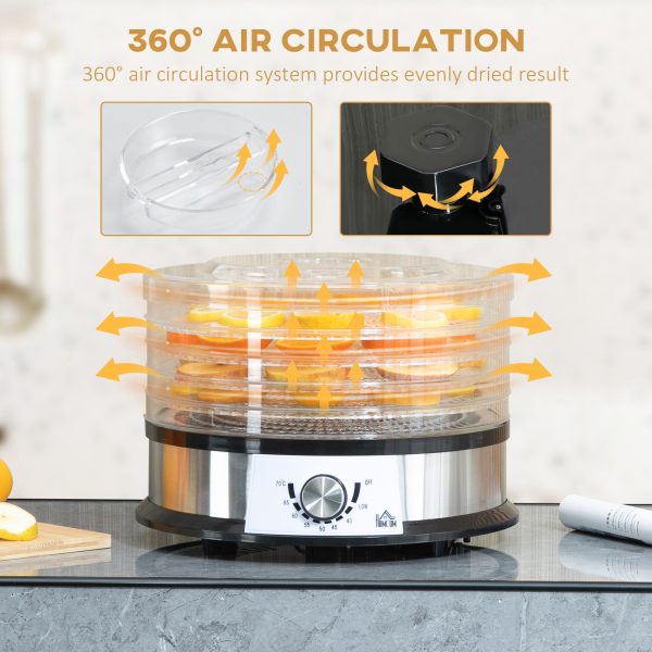 5 Tier Food Dehydrator 250W Stainless Steel Food Dryer Machine Silver - Image 6