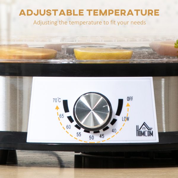 5 Tier Food Dehydrator 250W Stainless Steel Food Dryer Machine Silver - Image 7