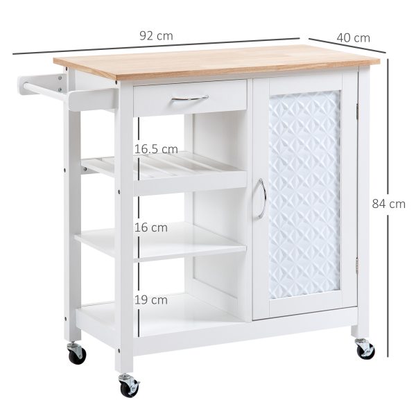 Kitchen CartUtility Kitchen Island with Storage Drawer, White - Image 3