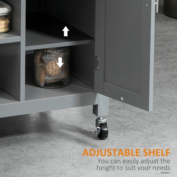 Kitchen Trolley Utility Cart on Wheels with Open Shelf & Storage Drawer Grey - Image 6
