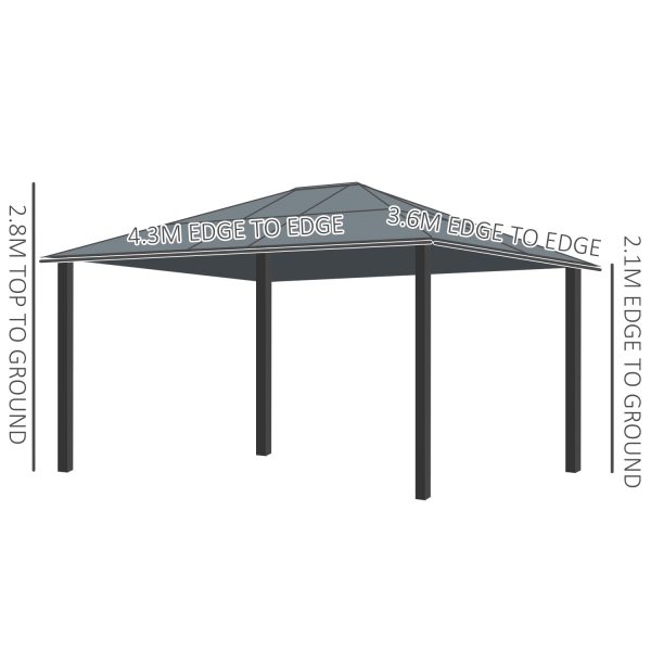 Outsunny 4.3m x 3.6m Aluminium Frame Texteline Draped Hardtop Gazebo Brown - Image 3