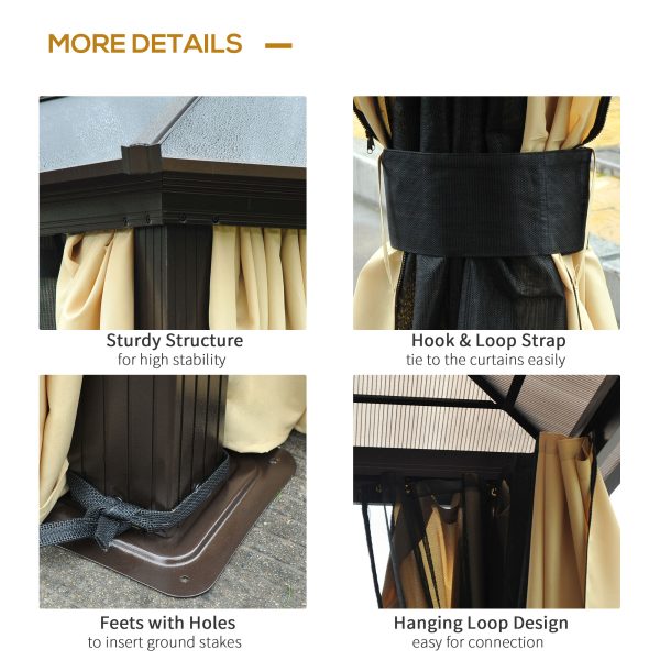 Outsunny 4.3m x 3.6m Aluminium Frame Texteline Draped Hardtop Gazebo Brown - Image 5