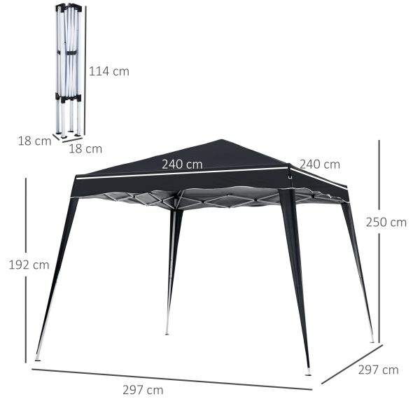 Outsunny Pop-Up Tent,  3Lx3Wx2.4H m-Black - Image 3