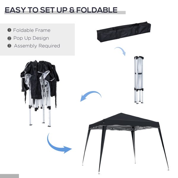 Outsunny Pop-Up Tent,  3Lx3Wx2.4H m-Black - Image 4