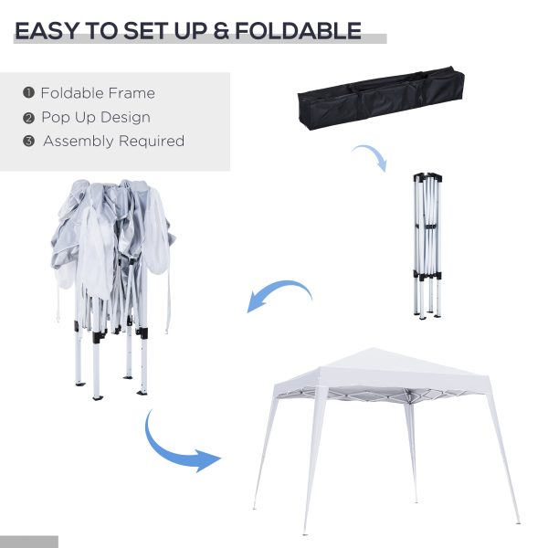 Outsunny Pop-Up  Tent,  3Lx3Wx2.4H m-White - Image 4