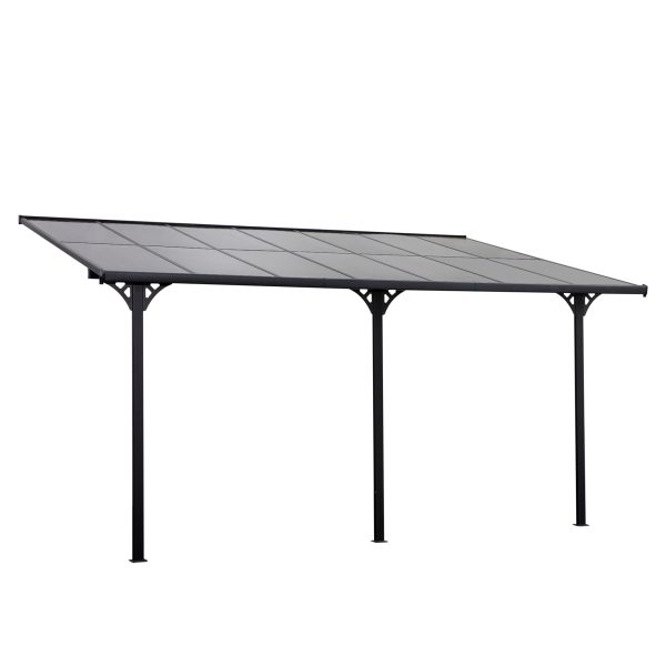 Outdoor Patio Gazebo Pergola, Aluminum Post, 4.35x3m Mounted on the Wall Roof