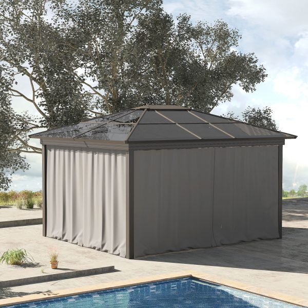 3 x 3m Gazebo Replacement Sidewall Set with 4 Panels, Hooks/C-Rings  Light Grey - Image 2
