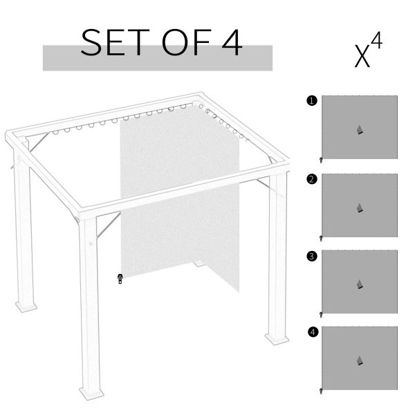 3 x 3m Gazebo Replacement Sidewall Set with 4 Panels, Hooks/C-Rings  Light Grey - Image 4