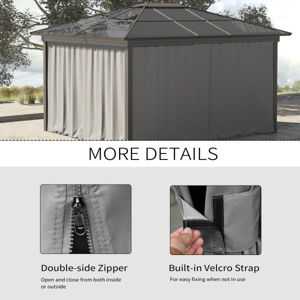 3 x 3m Gazebo Replacement Sidewall Set with 4 Panels, Hooks/C-Rings  Light Grey - Image 5