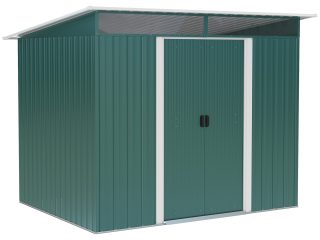 Pent Roofed Metal Garden Shed Foundation and Vent 260x194x200cm Green