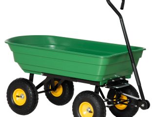 75L Garden Cart Heavy Duty 4 Wheel TWheelbarrow Green 75L