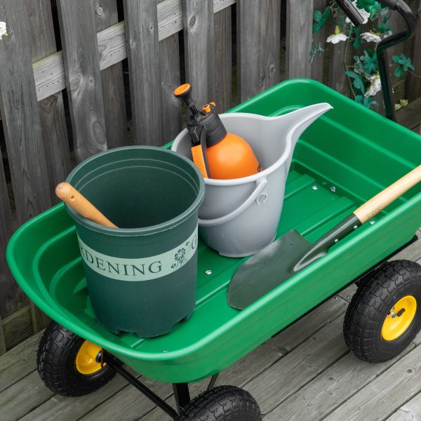 75L Garden Cart Heavy Duty 4 Wheel TWheelbarrow Green 75L - Image 7