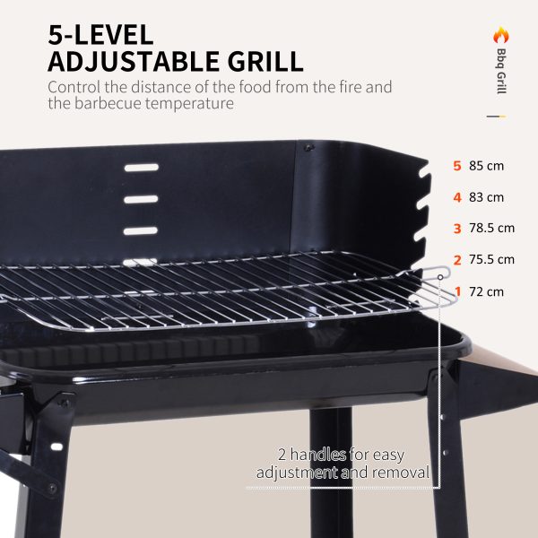 Outsunny Charcoal BBQ Grill,  87Lx45Wx83H cm-Black - Image 7