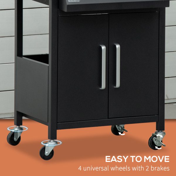 3 Burner Gas BBQ Grill Portable Barbecue Trolley Warming Rack Storage Cabinet - Image 7
