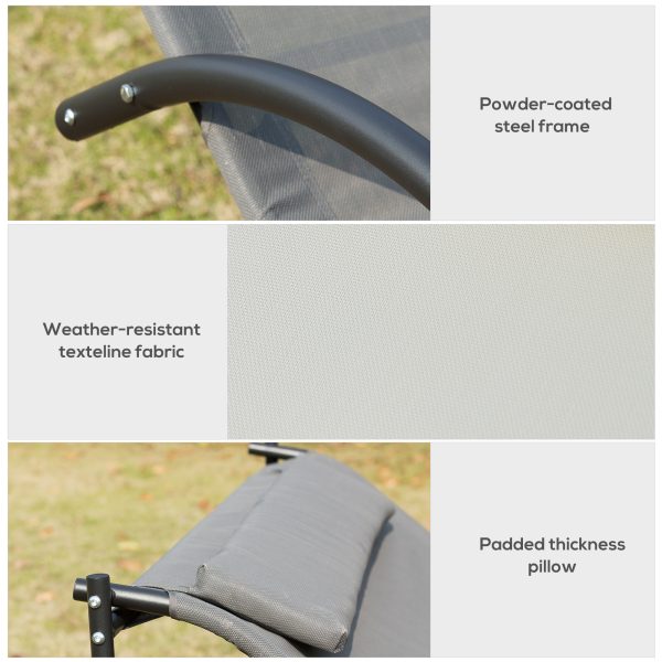 Double Hammock Chair Sun Lounger Swing Rock Seat Grey Rocker W/ Pillow Bed - Image 5