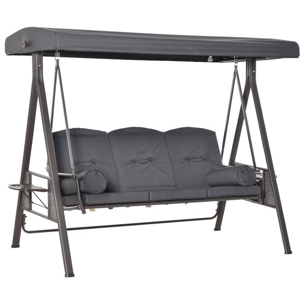 Steel Swing Chair Hammock Garden 3 Seater Canopy w/ Cushions Shelter