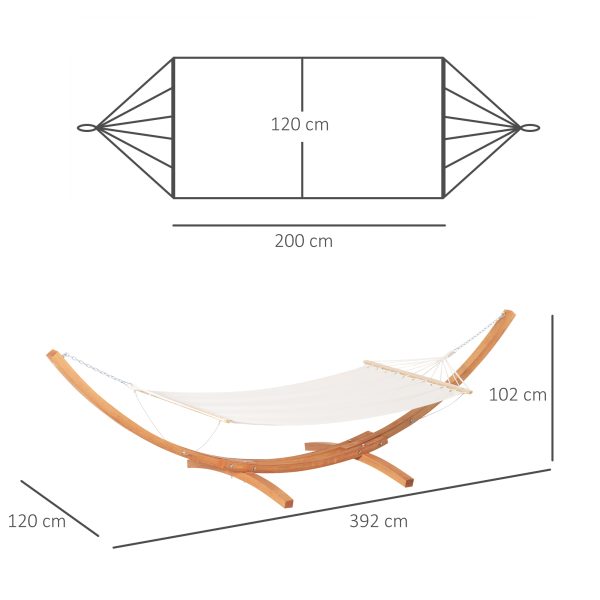 Outdoor Garden Hammock & Wooden Stand Swing Hanging Bed White - Image 3