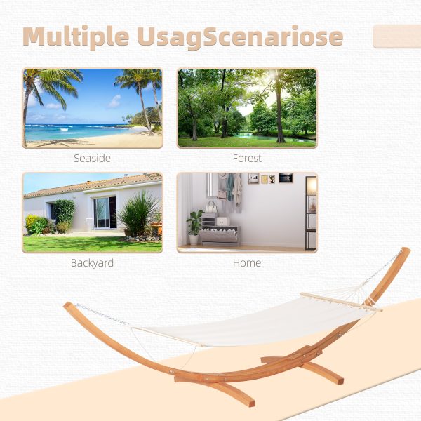 Outdoor Garden Hammock & Wooden Stand Swing Hanging Bed White - Image 7