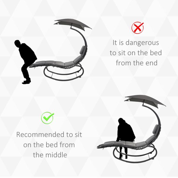 Patio Rocking Chaise Lounge Rocking Bed with Canopy Cushion Headrest Pillow - Image 5