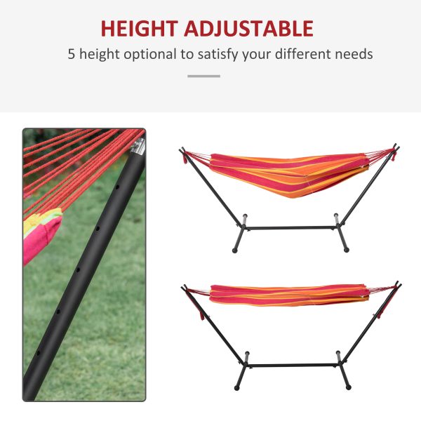 277 x 121cm Hammock & Stand Camping Hammock & Carrying Bag, 120kg, Red Stripe - Image 4