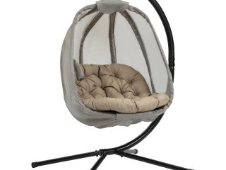 Hanging Egg Chair, Swing Hammock with Cushion and Stand, Khaki