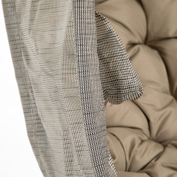 Hanging Egg Chair, Swing Hammock with Cushion and Stand, Khaki - Image 8
