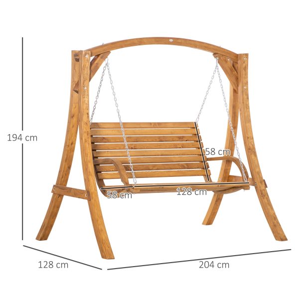 Outsunny 2 Seater Garden Swing Seat Swing Chair, Outdoor Wooden Swing Bench Seat - Image 3
