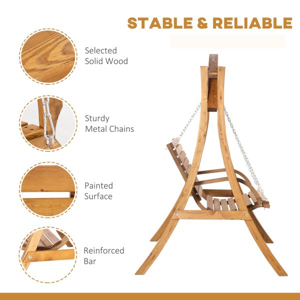Outsunny 2 Seater Garden Swing Seat Swing Chair, Outdoor Wooden Swing Bench Seat - Image 5