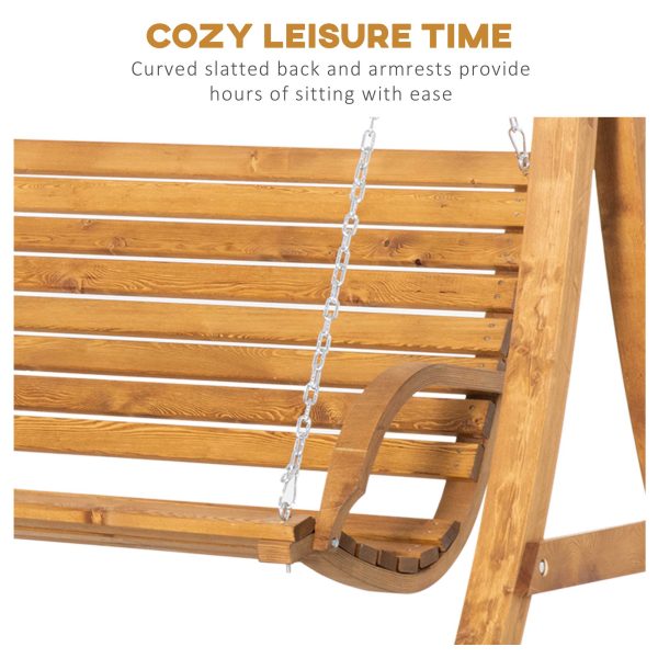 Outsunny 2 Seater Garden Swing Seat Swing Chair, Outdoor Wooden Swing Bench Seat - Image 6