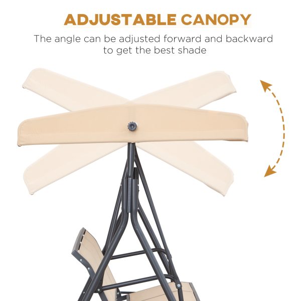 3 Seater Swing Chair Canopy Replacement Steel Frame - Beige - Image 5