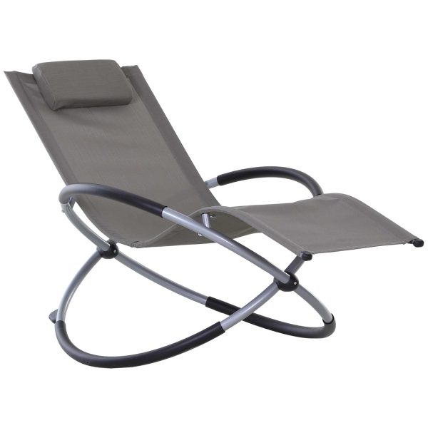 Outdoor Orbital Lounger Zero Gravity Chaise Foldable Rocking Chair & Pillow Rock