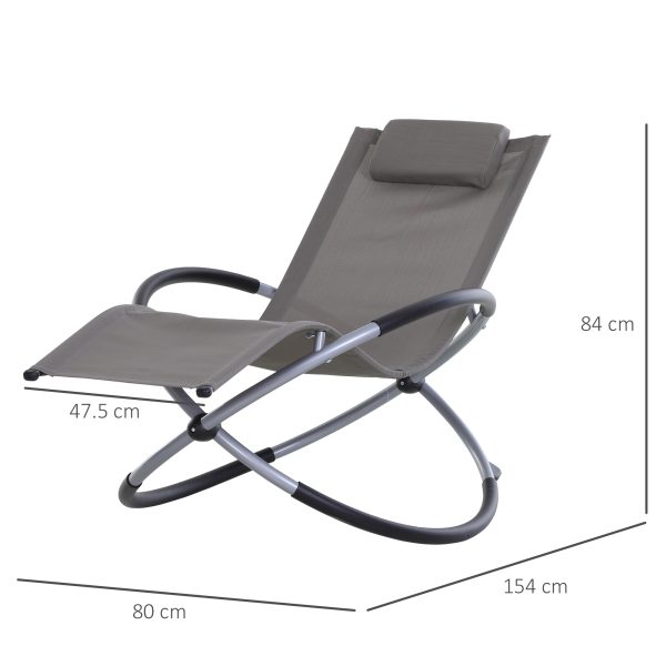 Outdoor Orbital Lounger Zero Gravity Chaise Foldable Rocking Chair & Pillow Rock - Image 3