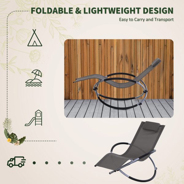 Outdoor Orbital Lounger Zero Gravity Chaise Foldable Rocking Chair & Pillow Rock - Image 6