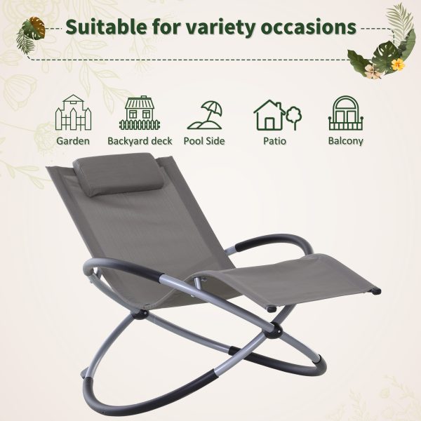 Outdoor Orbital Lounger Zero Gravity Chaise Foldable Rocking Chair & Pillow Rock - Image 7
