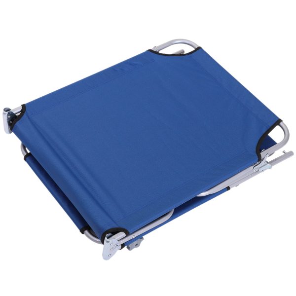 Reclining Chair Folding Lounger Seat & Sun Shade Awning Beach, Blue - Image 7