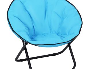 Folding Saucer Moon Chair, 80Lx80Wx75H cm, Metal Frame, 600D Oxford Cloth-Blue