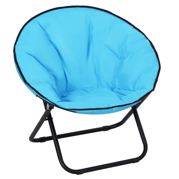 Folding Saucer Moon Chair, 80Lx80Wx75H cm, Metal Frame, 600D Oxford Cloth-Blue
